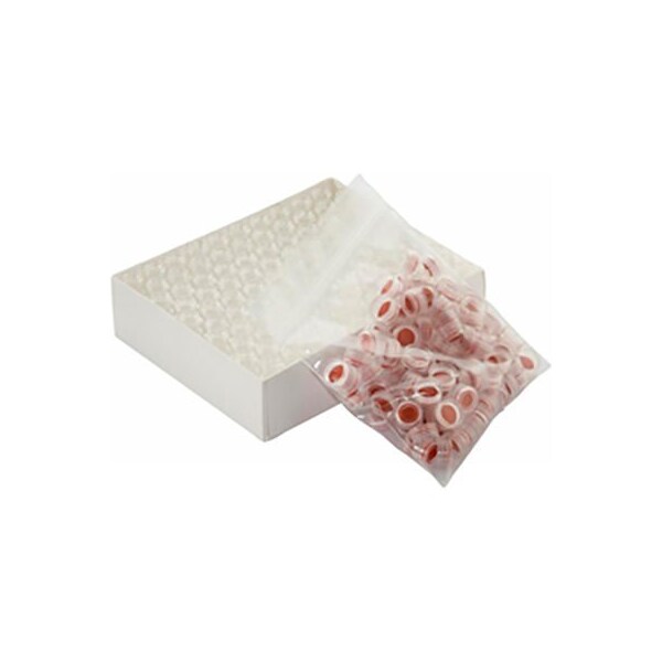 Cp Lab Safety. Wheaton 12X32 Clear Borosilicate Glass Vials, NaT Cap, PTFE/Silicone, w/Slit, Case of 100 W225150-08 - main